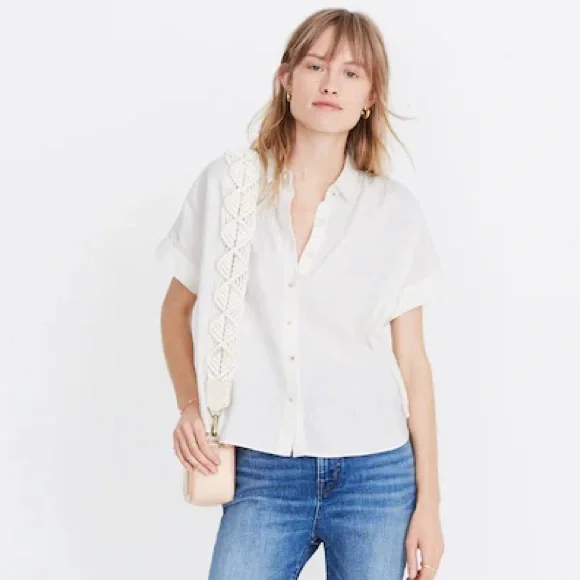 Madewell Linen-Blend Hilltop Shirt in White Size Medium - Picture 2 of 8